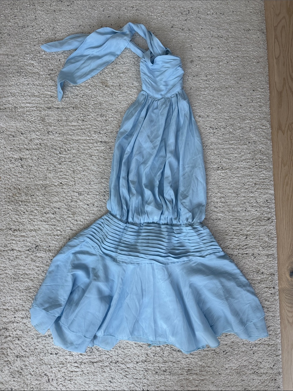 Light Blue Halter Midi Dress - Elegant Summer Style